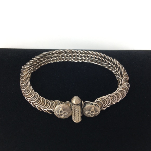 Gorgeous! RARE VINTAGE RAJASTHANI Sterling Screw Clasp 7" - Picture 2 of 8